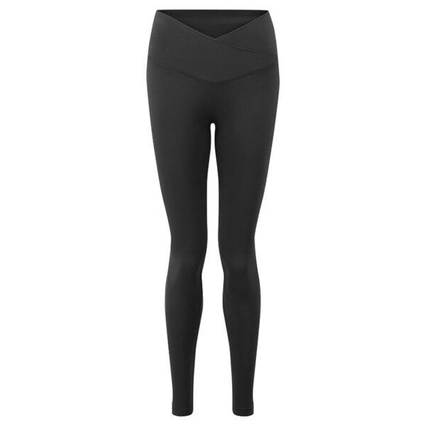Black high-waisted sculpt leggings front view with V-shape waistband, smooth contour fit womenโs activewear.
