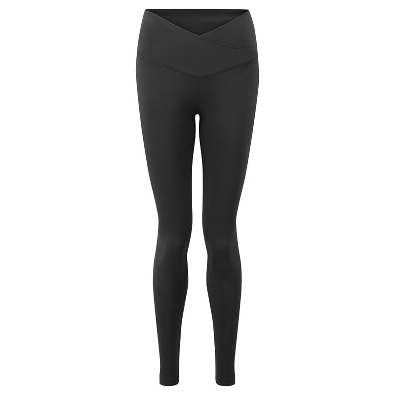 Black high-waisted sculpt leggings front view with V-shape waistband, smooth contour fit womenโs activewear.