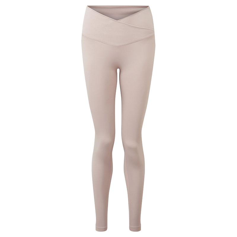 Beige high-waisted sculpt leggings front view with V-shape waistband, smooth contour fit womenโs activewear.