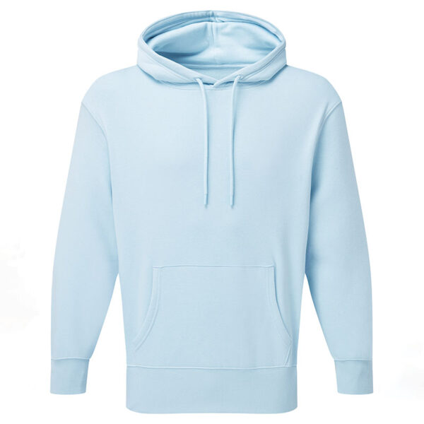 Unisex Titan oversized hoodie front view in sky blue